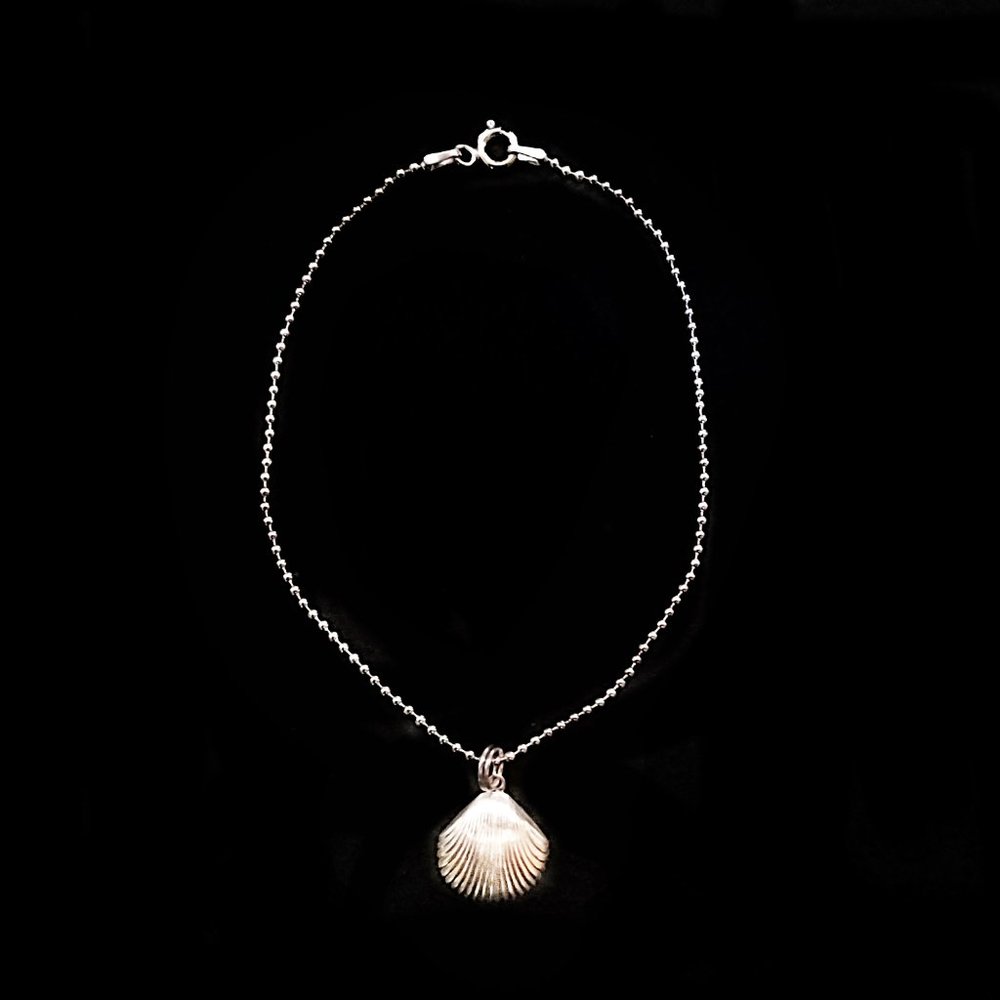 Anklet 925 Sterling Silver Chain and Seashell Charm